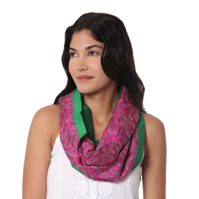 Silk infinity scarf, Creative Bliss in Magenta