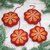 Wool felt ornaments, 'Floral Burst' (set of 4) - Red and Orange Wool Felt Flower Ornaments (Set of 4) thumbail