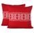 Knit cushion covers, 'Snowflake Charm' (pair) - Snowflake Knit Cushion Covers in Poppy from India (Pair) (image 2a) thumbail