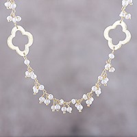 Gold plated cultured pearl beaded necklace,