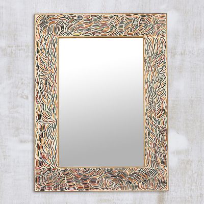 Glass mosaic wall mirror, Colorful Scallops
