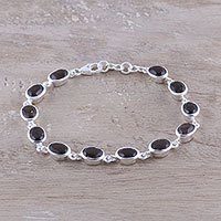 Smoky quartz link bracelet,