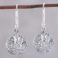 Sterling silver dangle earrings, 'Vine Windows' - Openwork Vine Sterling Silver Dangle Earrings from India