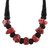 Bone beaded necklace, 'Tribal Embers' - Red and Black Buffalo Bone Beaded Necklace from India (image 2a) thumbail