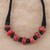 Bone beaded necklace, 'Tribal Embers' - Red and Black Buffalo Bone Beaded Necklace from India (image 2b) thumbail
