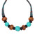 Bone beaded necklace, 'Earth Meets Sky' - Aqua and Brown Buffalo Bone Bead on Cotton Cord Necklace (image 2a) thumbail