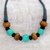 Bone beaded necklace, 'Earth Meets Sky' - Aqua and Brown Buffalo Bone Bead on Cotton Cord Necklace (image 2b) thumbail