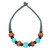 Bone beaded necklace, 'Earth Meets Sky' - Aqua and Brown Buffalo Bone Bead on Cotton Cord Necklace (image 2c) thumbail