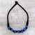 Bone beaded necklace, 'Nuggets of Twilight' - Blue Buffalo Bone Bead on Black Cotton Cord Necklace thumbail