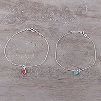 Multi-gemstone charm bracelets,