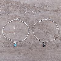 Multi-gemstone charm bracelets,