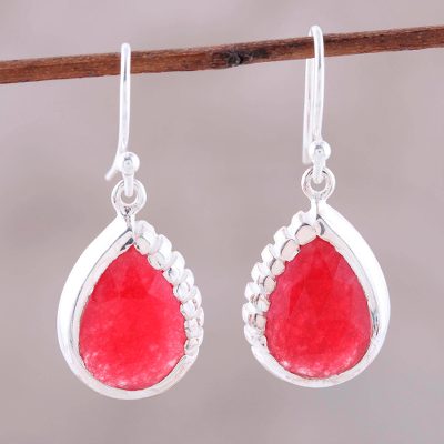 Quartz dangle earrings, Channeling Fire