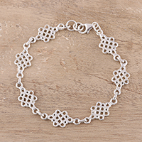 Sterling silver link bracelet, 'Infinity Loops' - Loop Pattern Sterling Silver Link Bracelet from India
