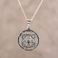 Sterling silver pendant necklace, 'Magical Window' - Sterling Silver and Composite Turquoise Pendant Necklace