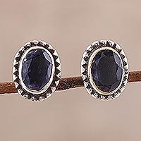 Iolite stud earrings,
