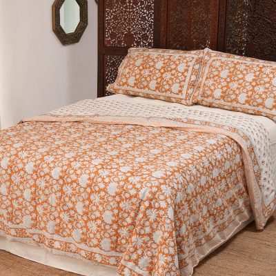 Cotton duvet cover and pillow shams, Floral Collection (3 piece)