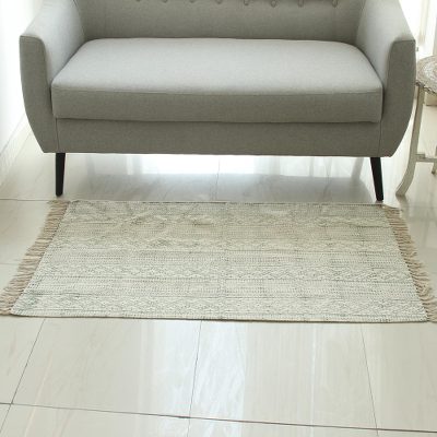 Block-printed cotton area rug, Creative Charm (3x5)