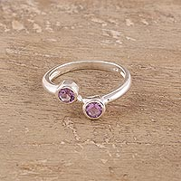 Amethyst band ring, 'Duality' - Faceted Amethyst Band Ring Crafted in India
