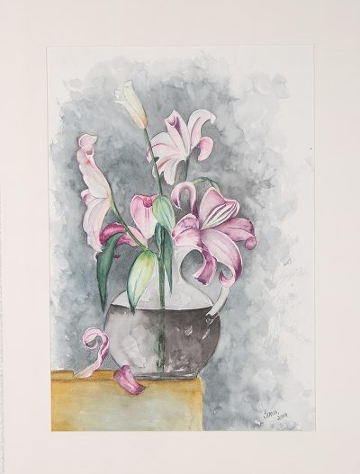 'Lily Enthrall II' - Signed Still Life Lily Painting from India