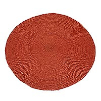 Jute area rug, 'Circular Beauty in Russet' (3 feet diameter) - Round Handwoven Jute Area Rug in Russet (3 Feet Diameter)
