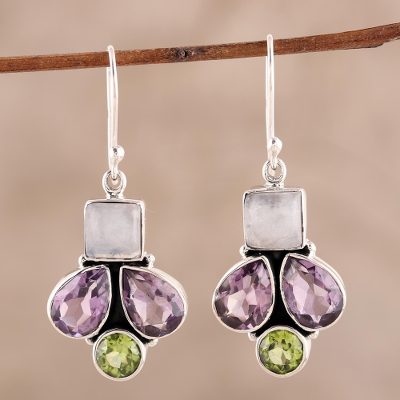 Multi-gemstone dangle earrings, Charismatic Trio