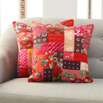 Cotton patchwork cushion covers, Floral Bliss (pair)