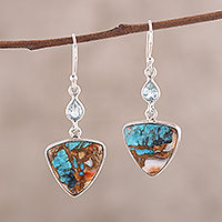 Featured review for Reconstituted turquoise dangle earrings, Royal Colors