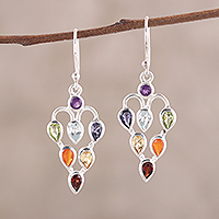 Featured review for Multi-gemstone dangle earrings, Chakra Sparkle