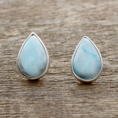 Larimar stud earrings, Blissful Drops