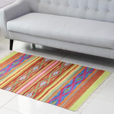 Wool area rug, 'Diamond Illusion' (3x5) - Diamond Pattern Wool Area Rug from India (3x5)