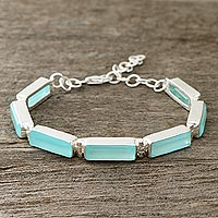 Featured review for Chalcedony link bracelet, Fascinating Blue
