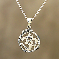 Featured review for Sterling silver pendant necklace, Dragon Om
