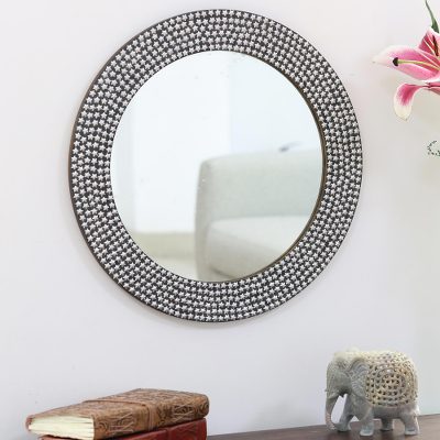 Nickel plated brass wall mirror, Happy Stars