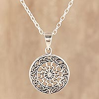 Sterling silver pendant necklace, 'Celtic Chakra' - Celtic Pattern Sterling Silver Pendant Necklace from India