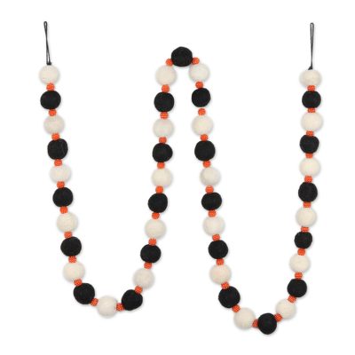 Wool felt garland, 'Halloween Strand' - Wool Felt and Plastic Halloween Garland from India