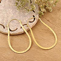 Gold plated sterling silver hoop earrings, Mystic Loops