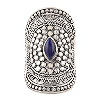 Lapis lazuli cocktail ring, 'Royal Cabochon' - Lapis Lazuli Cocktail Ring Crafted in India