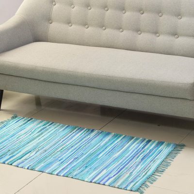Recycled cotton area rug, Oceanic Delight (2.5x4)