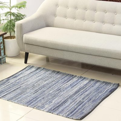 Recycled cotton area rug, Delight of Blue (3x4.5)
