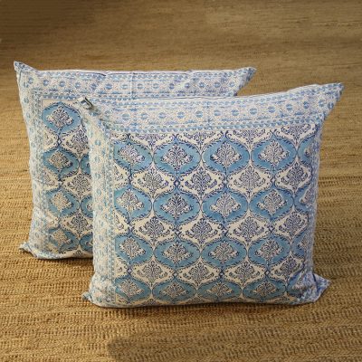 Cotton cushion covers, Mughal Vines (26 inch, pair)