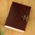 Embossed leather journal, 'Floral Mandala' - Embossed Leather Journal with Handmade Paper (image 2) thumbail