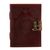 Embossed leather journal, 'Floral Mandala' - Embossed Leather Journal with Handmade Paper thumbail
