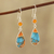 Carnelian dangle earrings, 'Teardrop Glamour' - Carnelian and Composite Turquoise Dangle Earrings from India (image 2) thumbail