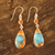 Carnelian dangle earrings, 'Teardrop Glamour' - Carnelian and Composite Turquoise Dangle Earrings from India (image 2b) thumbail