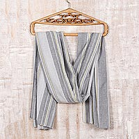 Cotton shawl, 'Graceful Stripes' - Striped Cotton Shawl Crafted by Indian Artisans