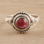 Garnet cocktail ring, 'Gemstone Moon' - Garnet and Sterling Silver Cocktail Ring from India (image 2) thumbail