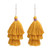Cotton dangle earrings, 'Tassel Elegance in Ochre' - Cotton Fringe Dangle Earrings in Ochre from India (image 2a) thumbail