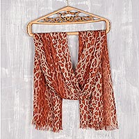 Wool shawl, 'Cheetah Elegance' - Cheetah Print Wool Shawl from India