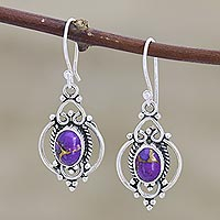Sterling silver and gemstone dangle earrings, 'Regal Joy' - Sterling Silver and Purple Gemstone Earrings