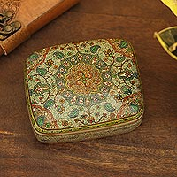 Decorative wood box, 'Persian Garland' - Hand Crafted Wood Box from Indian Artisan